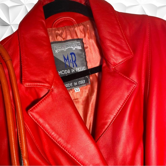 Moda in Pelle Vintage With Original Tags. Sz 42. Made In Italy.  Red Leather Jkt - Picture 7 of 15